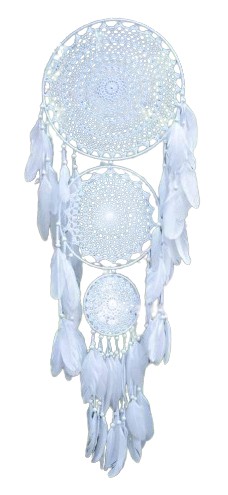 ŁAPACZ SNÓW MAKRAMA DUŻY BIAŁY BOHO VINTAGE