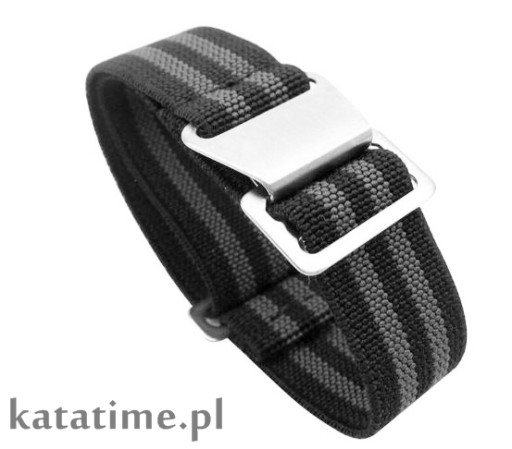 Gumowy pasek do zegarka NATO parachute strap 22 mm rozciągliwy czarny szary