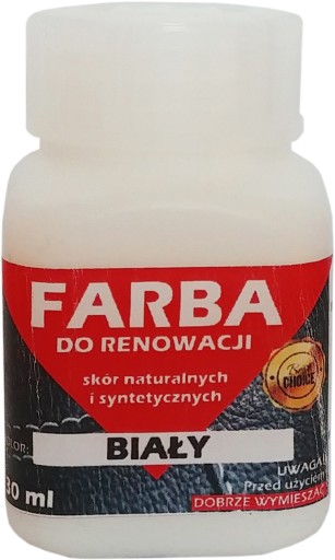 RENOWACJA SKÓRY TAPICERKI FARBA LAKIER BIAŁY 30ml