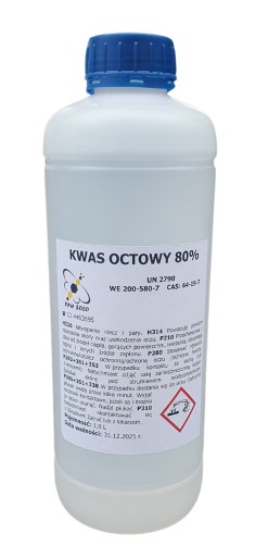 Kwas Octowy 80% 1000ml SOLO na motyle Barciaka Nosemę Zabezpiecz Susz Ramki