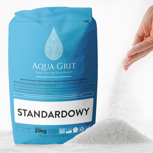 Szkło do pompy basenowej jak AFM atest STANDARDOWE Atest PZH 25kg Aqua Grit