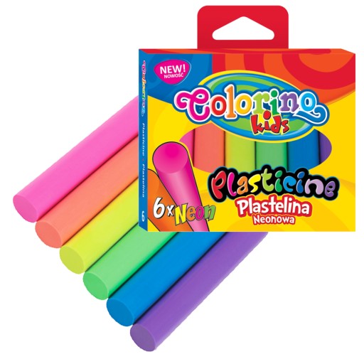 PLASTELINA SZKOLNA 6 KOLORÓW NEON COLORINO