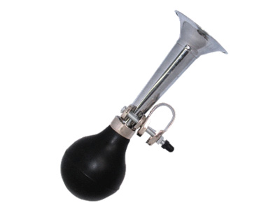 Sygnał - trąbka stalowa 18 cm SREBRNA (W-wa)