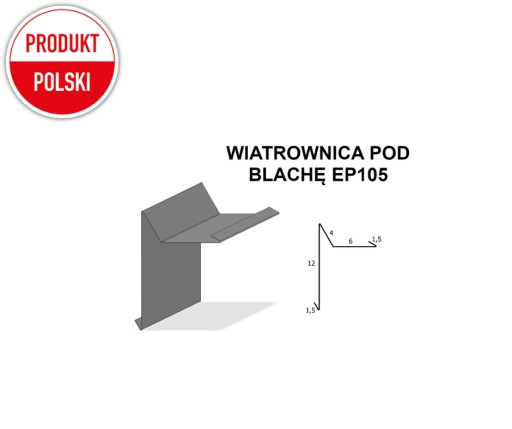 Wiatrownica na blachę EP105 KOLORY, OCYNK 1mb