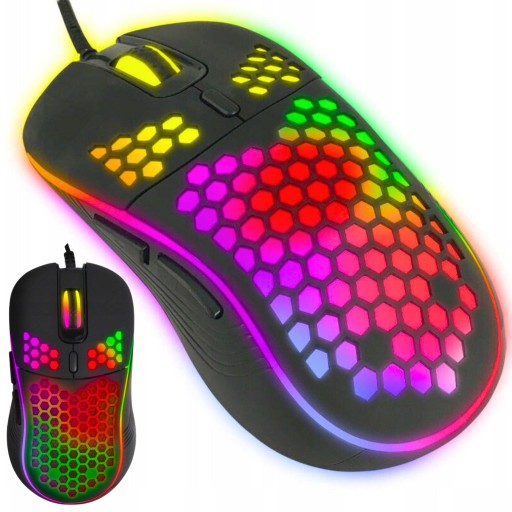 MYSZ MYSZKA GAMINGOWA DLA GRACZA GAMERA USB-C PODŚWIETLANA RGB LED SZYBKA