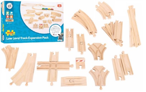 BIGJIGS TOYS ZESTAW 25 TORÓW DREWNIANYCH DO KOLEJEK DREWNIANYCH BJT052