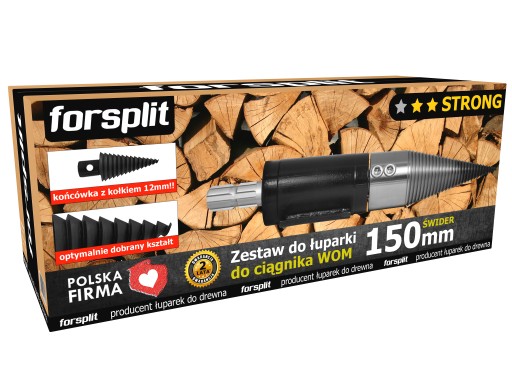 ŁUPARKA ŚWIDROWA ZW2P / ŚWIDER DO DREWNA 150 mm - ZESTAW do ciągnika (WOM)