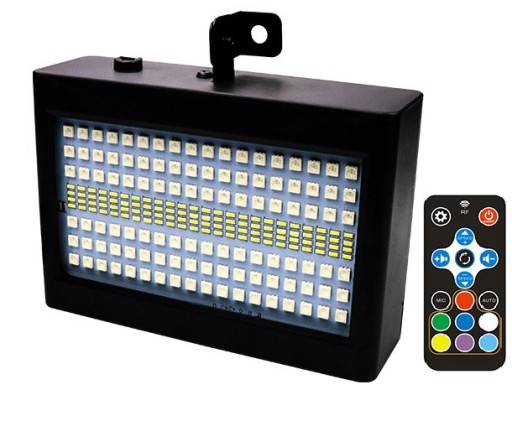 KOLOROFON STROBOSKOP 6 KOLORÓW MOCNY REFLEKTOR DISCO 204 LED SMD RGB PILOT