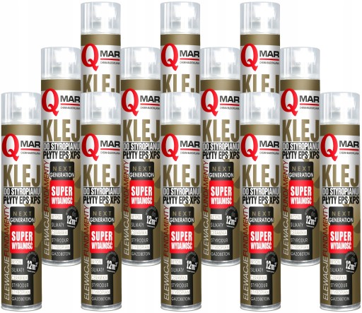 12x Klej-Pianka QMAR do Styropianu Wełny XPS 750ml