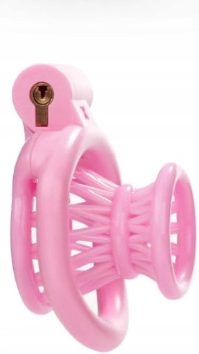 CHASTITY CAGE MAŁY RÓŻOWY PAS CNOTY 4 RINGI