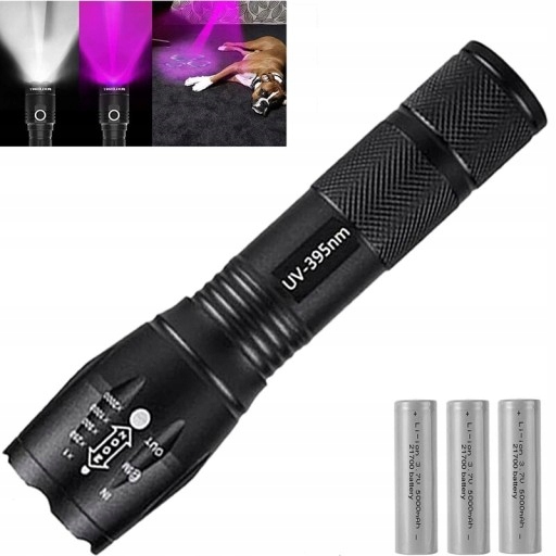 Ultraviolet Purple White Dual Light LED Flashlight
