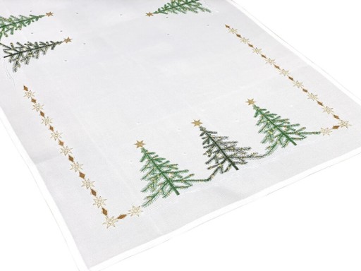 Bieżnik świąteczny 55x115 cm choinki biały