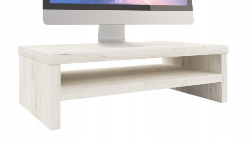 Podstawka pod monitor z półką Dąb Craft Biały niewidoczny montaż