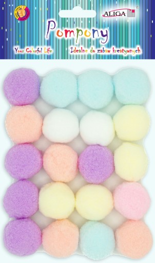 Pompony dekoracyjne Aliga Mix 3cm 20szt POM-206