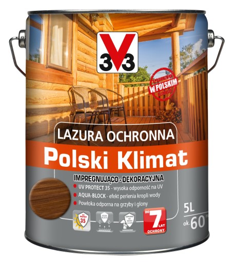 V33 lazura impregnująca ochronna dąb ciemny 5L