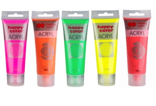 HAPPY COLOR FARBY AKRYLOWE FARBA ZESTAW FLUO 5 KOL