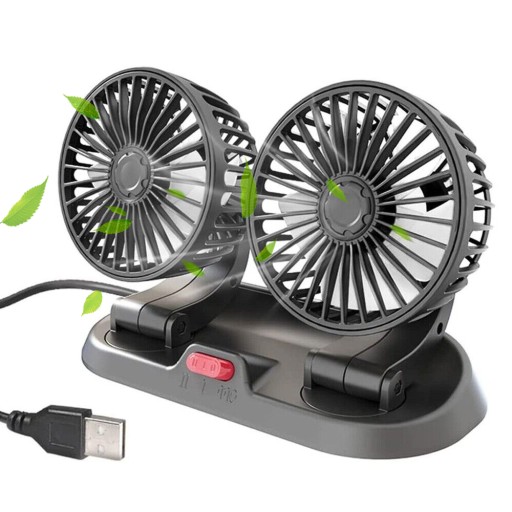 WENTYLATOR SAMOCHODOWY PODWÓJNA GŁOWICA USB 2 PRĘDKOŚCI