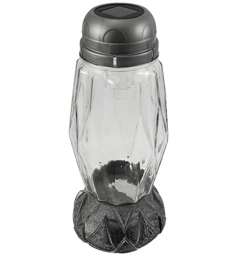 Nowoczesny znicz solarny SREBRNY duży lampion solar 26cm