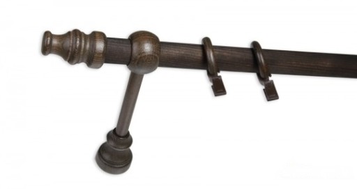 KARNISZ DREWNIANY 28 mm pojedynczy wenge 370 cm