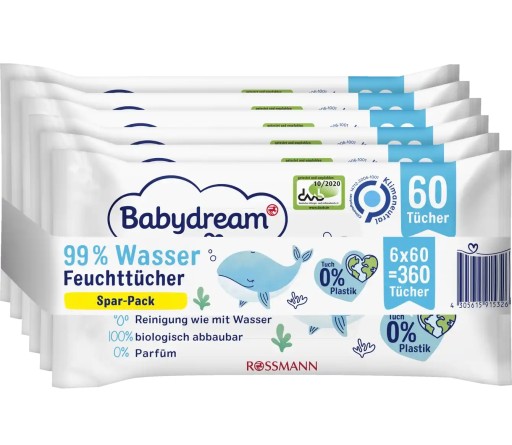 BABYDREAM chusteczek 99% WODY 6x60=360