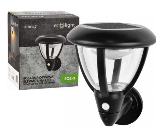SOLARNA LAMPA ELEWACYJNA KINKIET LED CZUJNIK RUCHU