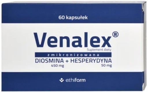 Venalex, DIOSMINA+HESPERYDYNA, 30 kapsułek, E- Namex