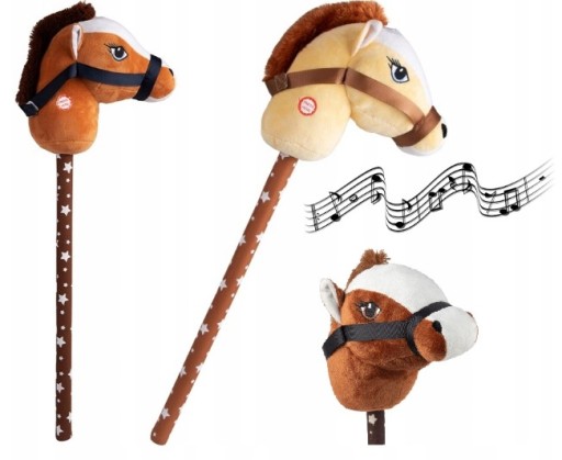 PLUSZOWA GŁOWA KONIA NA KIJU Z DŹWIĘKIEM GALOP CZESANIE HOBBY HORSE KOLORY