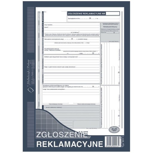 DRUK ZGŁOSZENIE REKLAMACYJNE A4 601-1