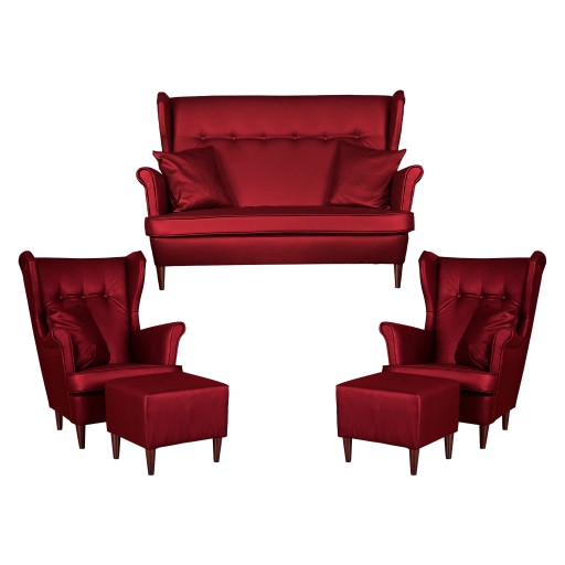 Zestaw wypoczynkowy eko skóra sofa + 2 fotele