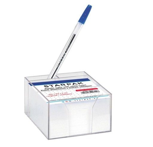 KUBIK PLASTIKOWY BIAŁE KARTECZKI 85X85MM, STARPAK