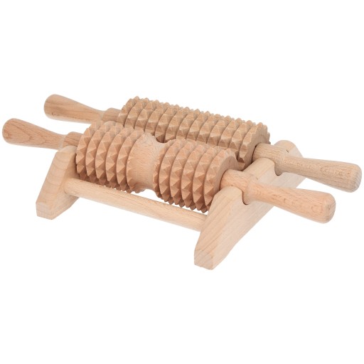 MASAŻER DO STÓP DREWNIANY ROLLER DWURZĘDOWY MASAŻ ANTYCELLULITOWY