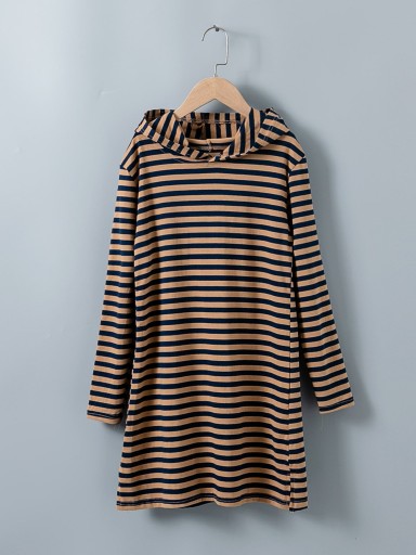 SHEIN TUNIKA DZIEWCZĘCA W PASKI Z KAPTUREM R.160 I223102