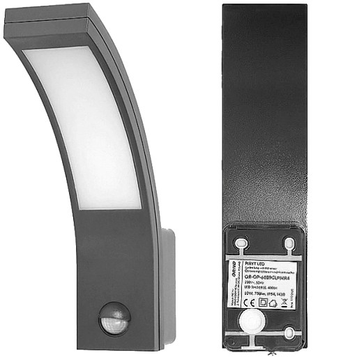 Hermetyczna Lampa Zewnętrzna Kinkiet LED 10W 4000K Czujnik Ruchu Szara