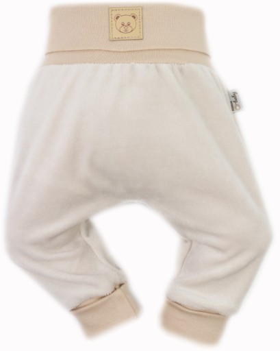 CIEPŁE SPODNIE WELUROWE PÓŁŚPIOCHY 80 SPODENKI BAGGY - LIGHT SAND