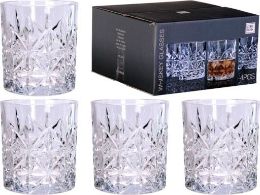 ZESTAW Szklanek 230 ml DO WHISKY BRANDY DRINKÓW - 4 sztuki