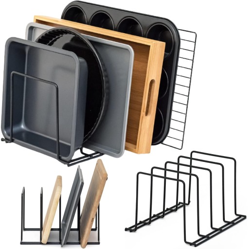 STOJAK NA PATELNIE BLACHY DO PIECZENIA ORGANIZER DO KUCHNI NA SZAFKĘ METAL