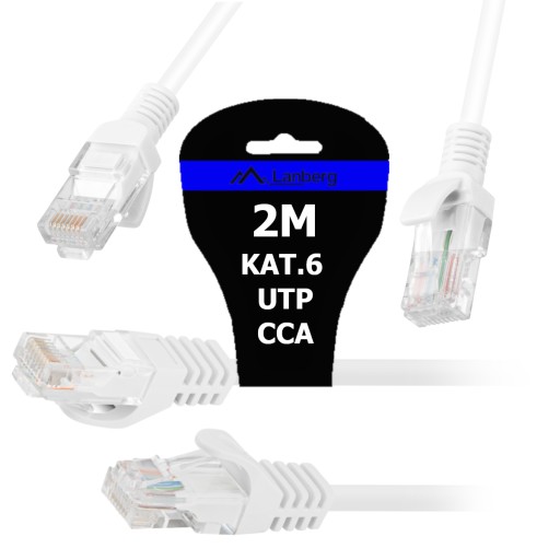 KABEL PRZEWÓD LAN SIECIOWY RJ45 DO INTERNETU KAT.6 CAT.6 UTP 2M LANBERG