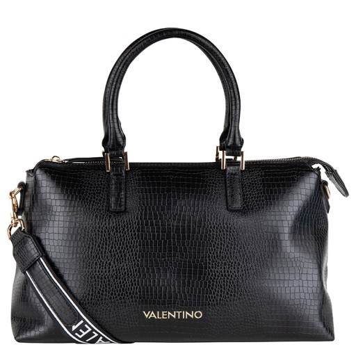 VALENTINO BAGS - Czarny kuferek BAGEL we wzór węża