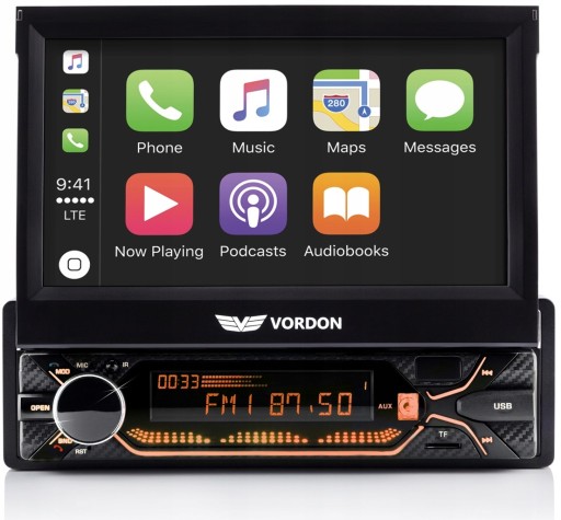 Vordon HT-520 Vegas Radio samochodowe 1DIN LCD Apple CarPlay Android Auto
