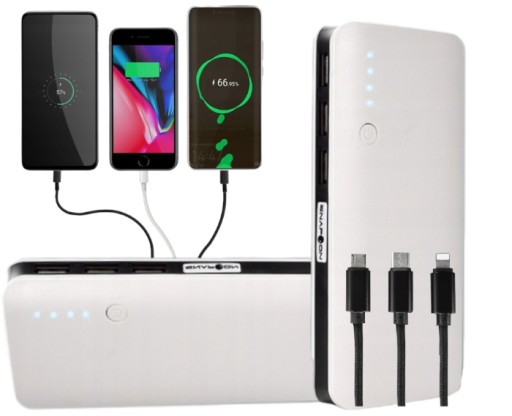 POWERBANK MOCNY 20000mAh 3xUSB LATARKA + KABEL USB