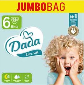 PIELUSZKI DADA Extra Soft 6 16kg + JUMBOBAG 66szt