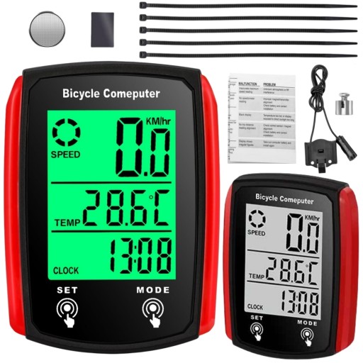 Licznik rowerowy WODOODPORNY termometr tryb noc PRĘDKOŚCIOMIERZ LCD PRO