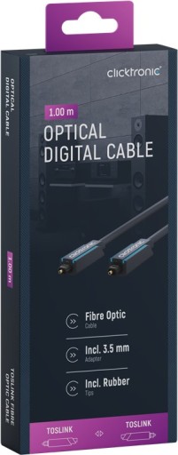 CLICKTRONIC Kabel Toslink audio + adapter Jack 1m