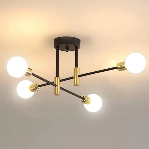 LAMPA SUFITOWA WISZĄCA NOWOCZESNE CZARNA ŻYRANDOL ZŁOTY E27 DO KUCHNI