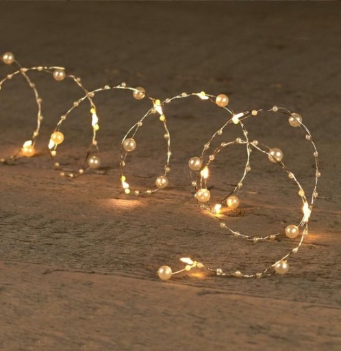 OŚWIETLENIE LED DRUT Z KORALIKAMI PEREŁKI TIMER