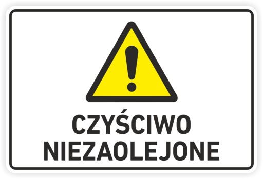 CZYŚCIWO NIEZAOLEJONE - Naklejka na kosz 30x20 cm