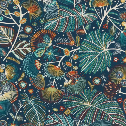 TAPETA ŚCIENNA KWIATY LIŚCIE FOLK FLORAL RASCH