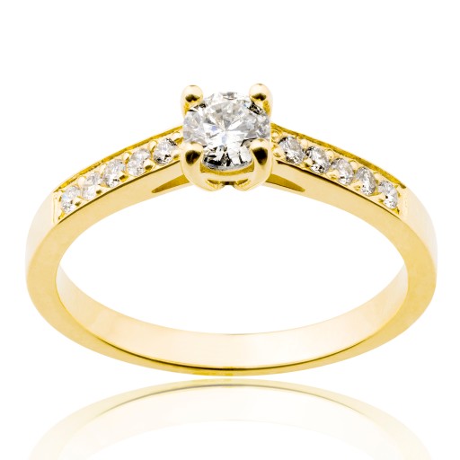ZŁOTO 585 PIERŚCIONEK z 11 BRYLANTAMI 0.45ct