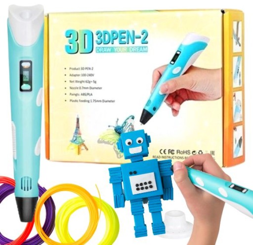 DŁUGOPIS DRUKARKA 3D PEN WKŁADY ZASILACZ GRATIS