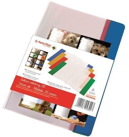 Okładka na zeszyt A5 PVC (8szt) MIX + naklejki